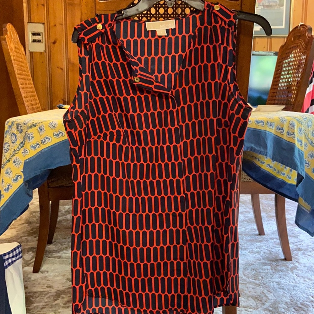 Navy and orange Michael Kors blouse